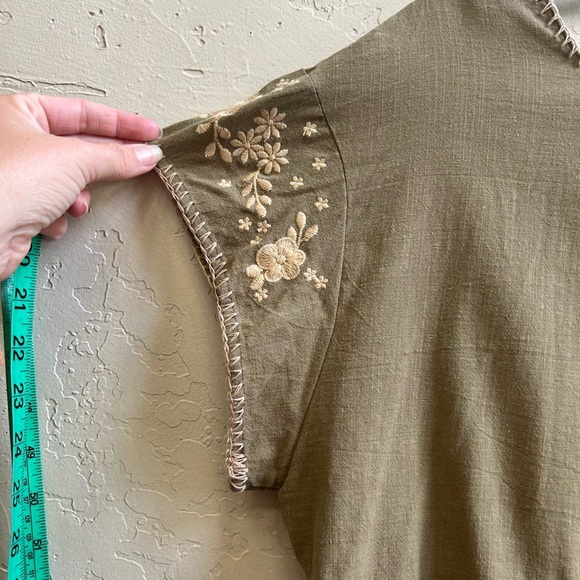 Savanna Jane nwt babydoll shirred waist boho embroidered top LG Peasant feminine - Picture 9 of 9